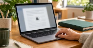 Teacher organizing classroom files for AI tools for substitute teachers